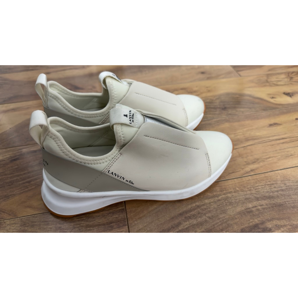 Women's LANVIN en Bleu Beige Silver Slip-On Sneakers US 5.5 - Picture 4 of 8